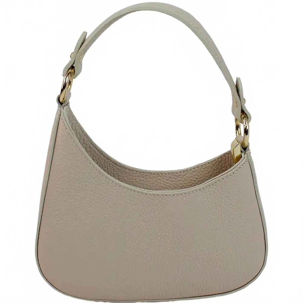 NEW PIZZAZZ women's italian leather asymmetrical handbag in beige